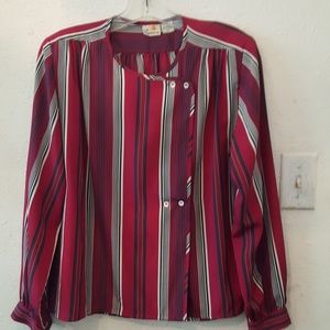 Liz Claiborne plum stripped blouse